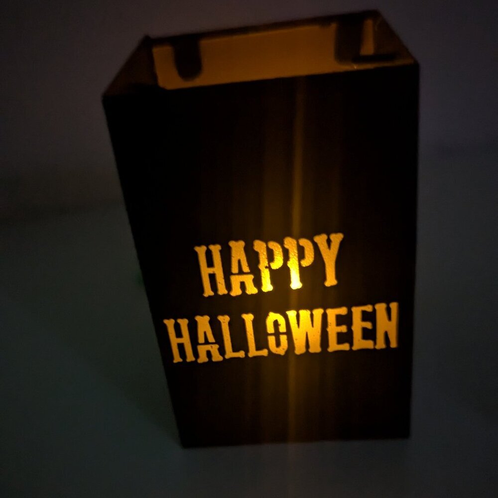 NWT Mini 'Happy Halloween' Metal LED Luminaria Black Lantern Ashland Decoration